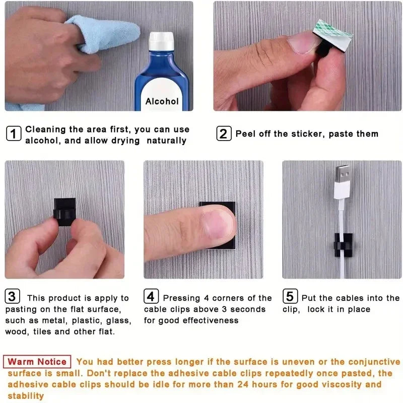 Stickable Adhesive Cable Wire Clips