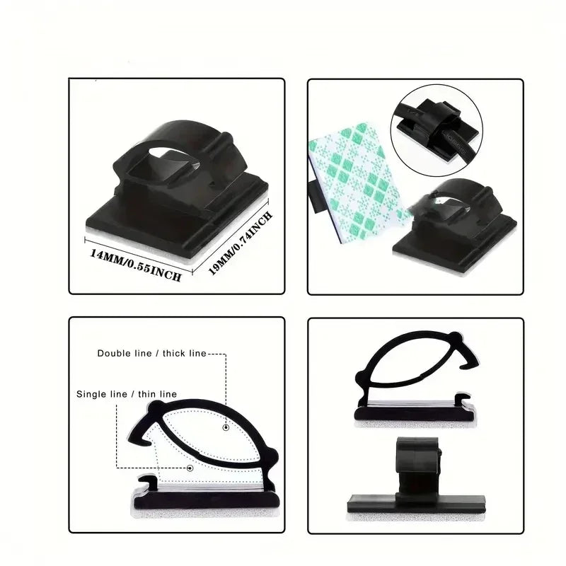 Stickable Adhesive Cable Wire Clips