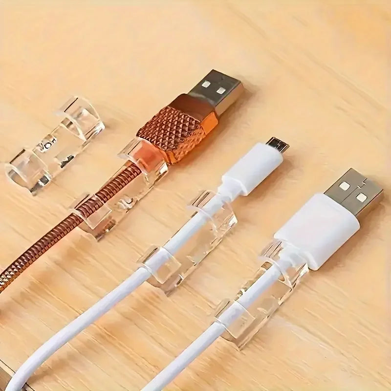 Clear Plastic Cable Clips - Transparent Wire Organizers